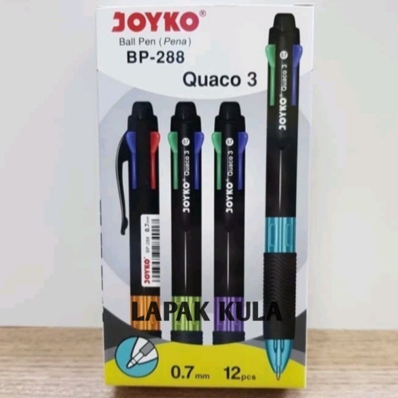 

JOYKO Quaco 3 Pulpen 4 Warna Joyko BP-288 1 pak isi 12 pcs