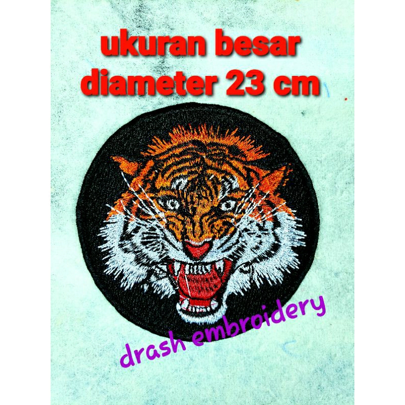 emblem bordir macan besar diameter 23 cm