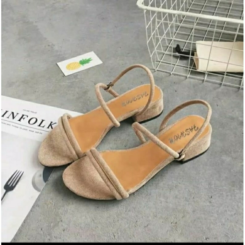 High heels Hak Tahu wanita kekinian tali belakang 3cm