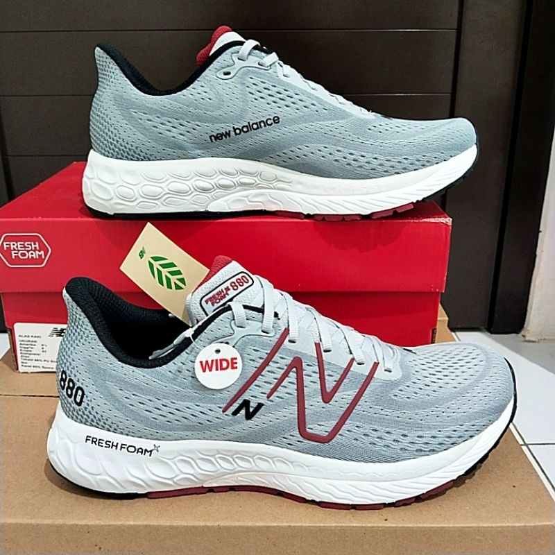 New Balance Fresh Foam X 880 v13 WIDE 2E ORI RESMI BNIB Men's Running Shoes - Aluminum Grey