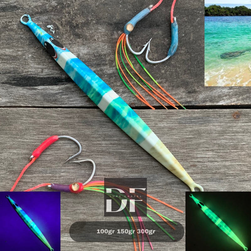[Tanpa Assist] Metal jig Gangster  Rattle beach Full glow 300gr 150gr 100gr full gid