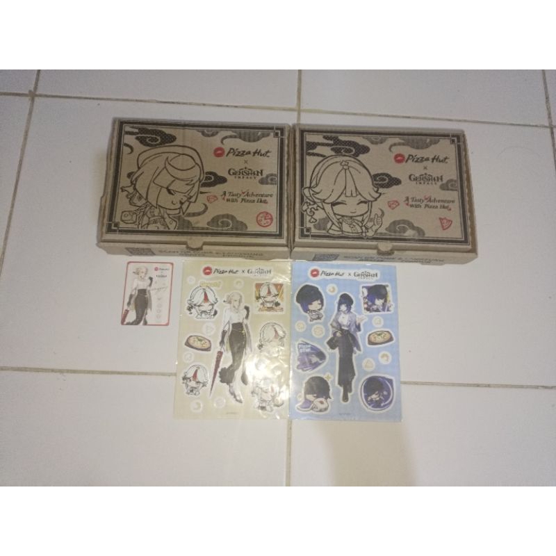 [Official Merch Genshin x Pizza Hut] Merch Genshin x Pizza Hut, Photo card Ningguang, Stiker Ninggua