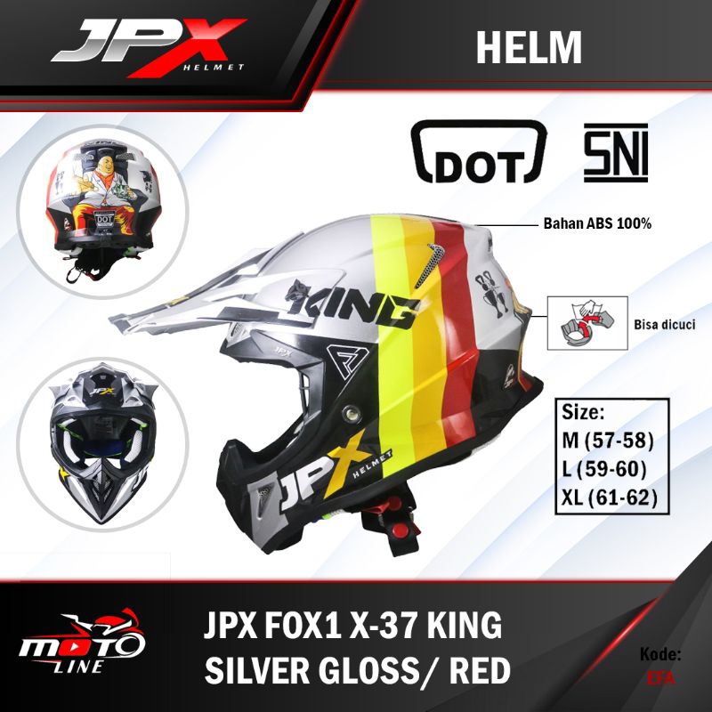 Helm Cross JPX Fox 1 X-37 King Silver Red