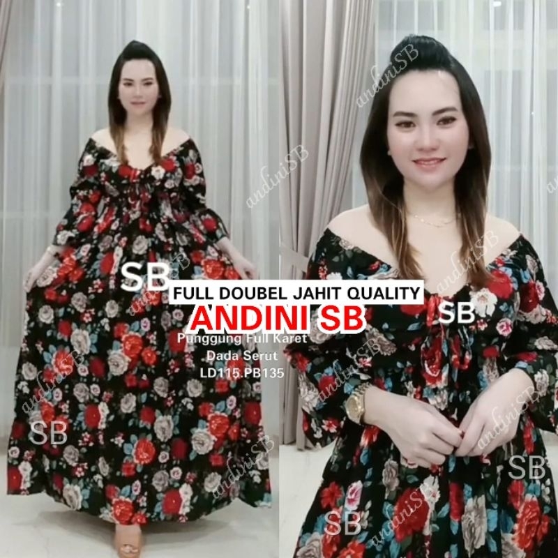 dress bali serut andini _ dress sabrina longdress serut dada