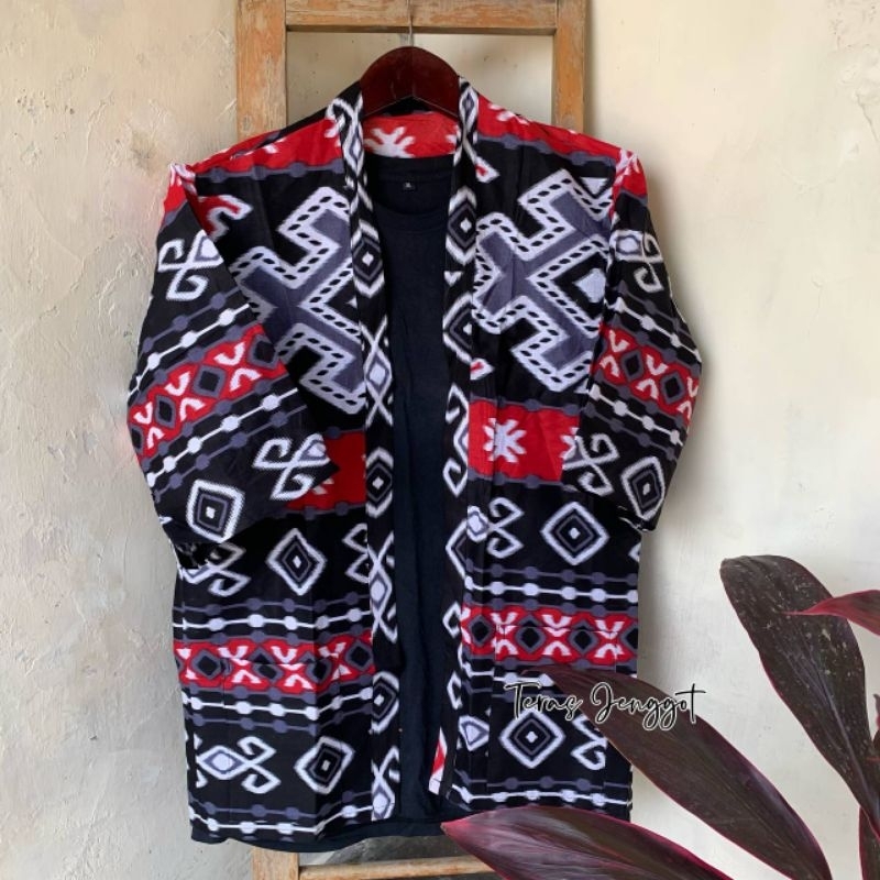 Outer Cardigan Kimono Tenun Troso Jepara Outer Etnik Unisex Cardigan Cewek Cowok Kimono Ory Teras Je