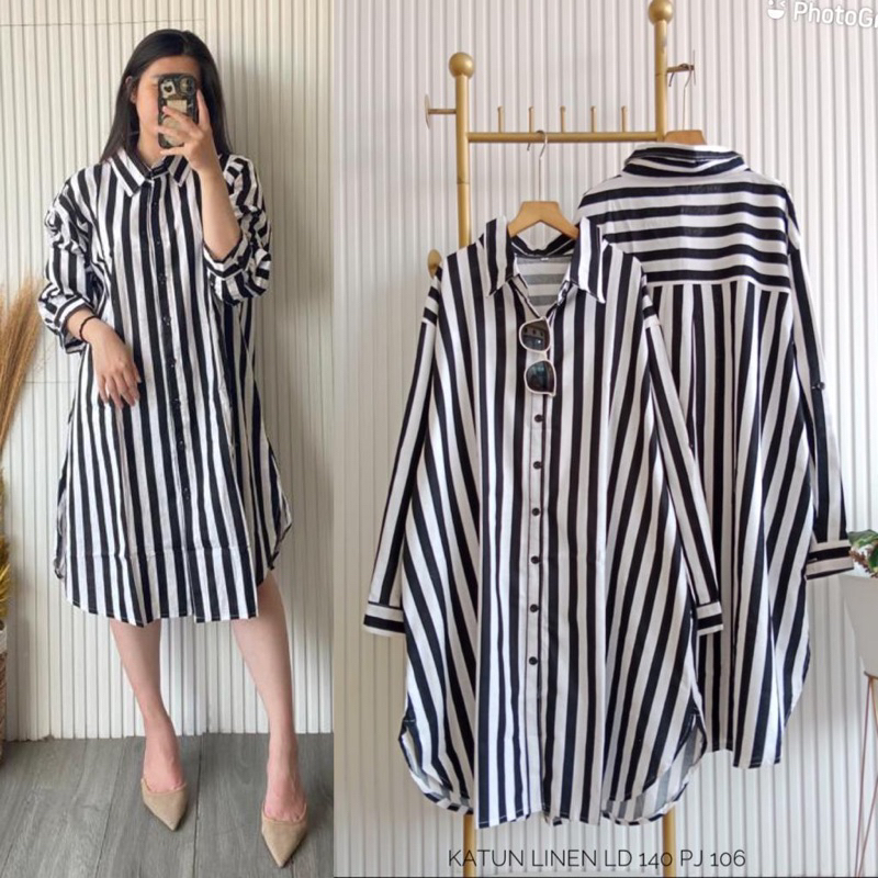Tunik salur katun linen import