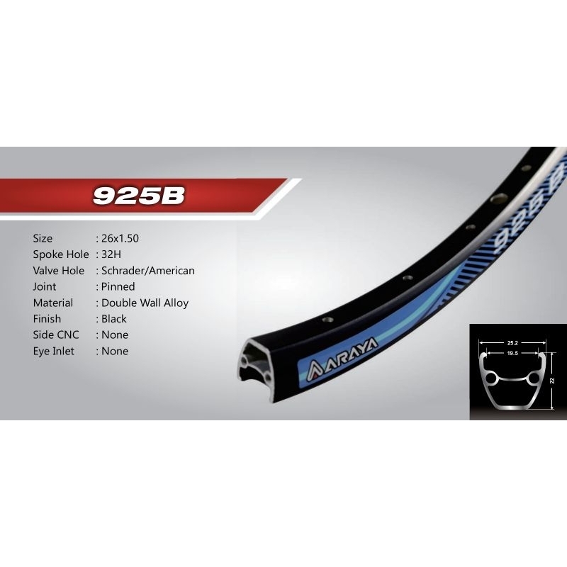 VELG SEPEDA ALOY ARAYA UKURAN 26 925B VELG SEPEDA MTB