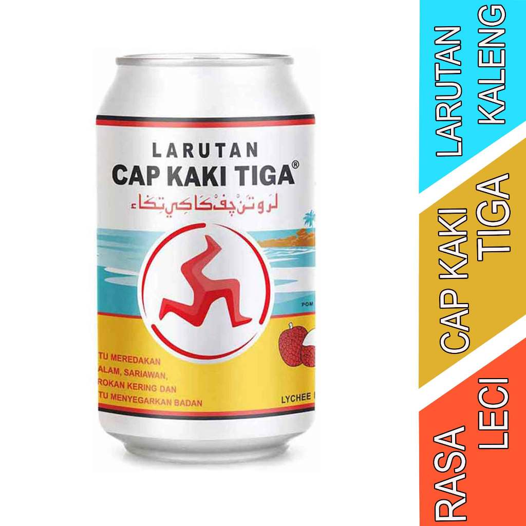 

Minuman Rasa Leci - Larutan Cap Kaki Tiga - Minuman Kemasan Kaleng