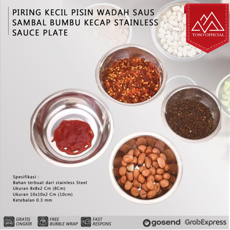 PIRING KECIL PISIN WADAH SAUS SAMBAL BUMBU KECAP STAINLESS SAUCE PLATE