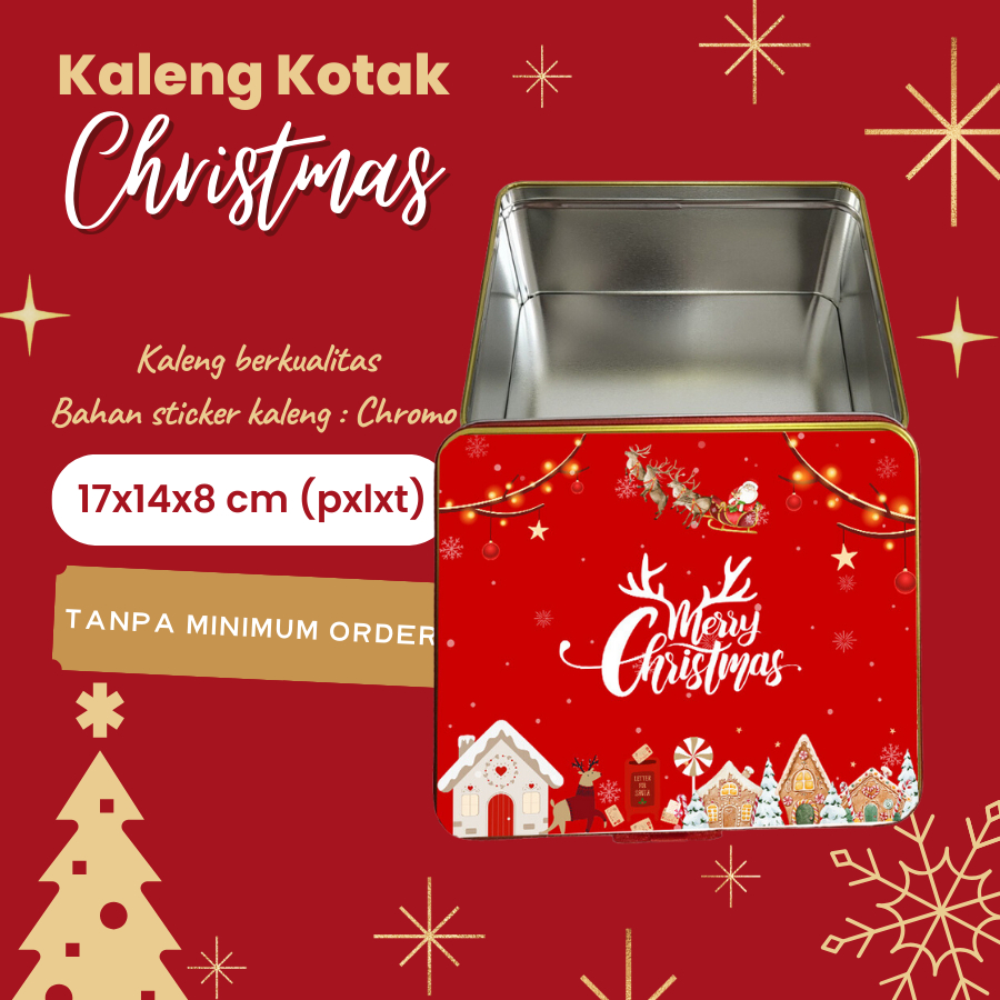 

Kaleng Christmas Box Hampers Natal Toples Penyimpanan Kue Kering Wadah Xmas Red 17x14x8 cm Hapunni
