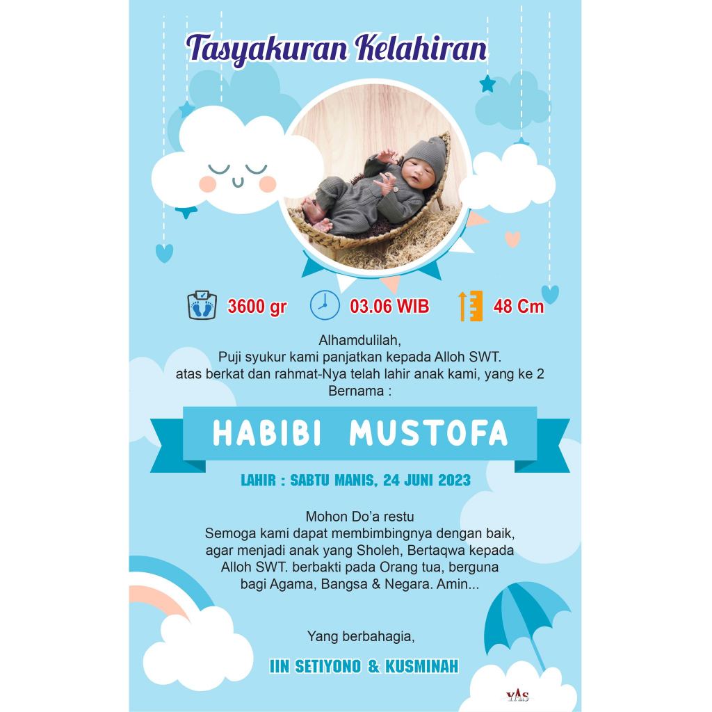 Kartu Tasyakuran Aqiqah / Kartu Aqiqah / Walimatul Aqiqah / kertas Box Nasi / Tasyakuran Aqiqah
