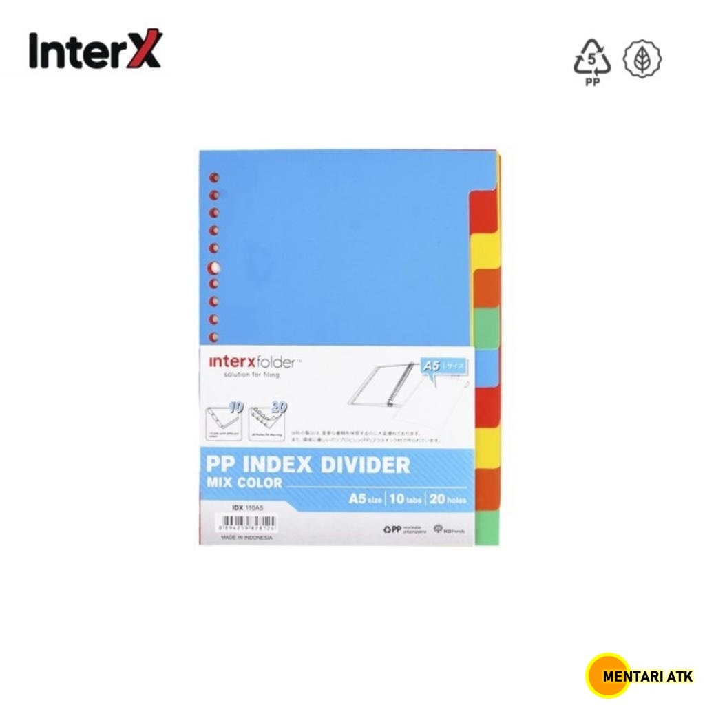 

Pembatas Kertas Binder / Index Divider A5 dan B5 10 Tab Interxfolder