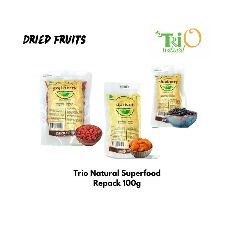 

Trio Natural Dried Fruits/ Aneka Buah Kering Kemasan 100g