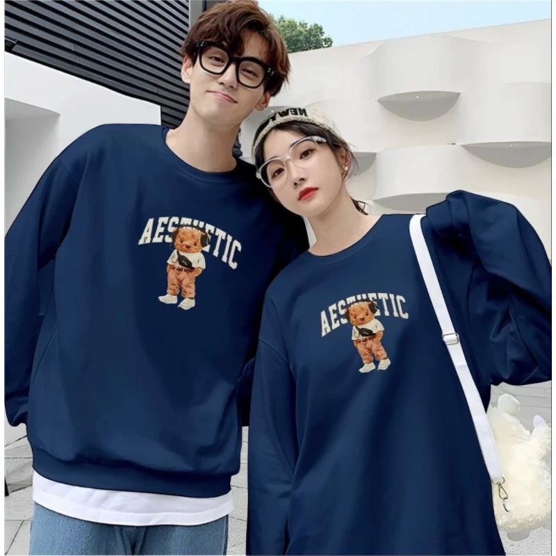 BAJU KAOS DISTRO PASANGAN BEAR AESTHETIC BAJU LENGAN PANJANG KAPELAN