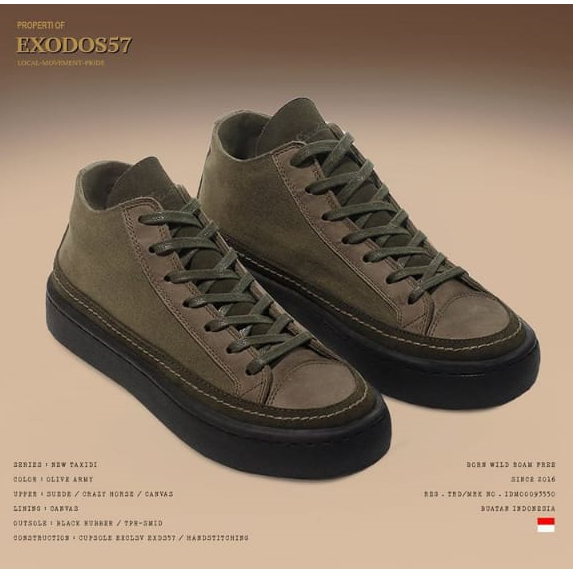 Exodos57 - New Taxidi Olive Army - Sepatu Kulit Lokal