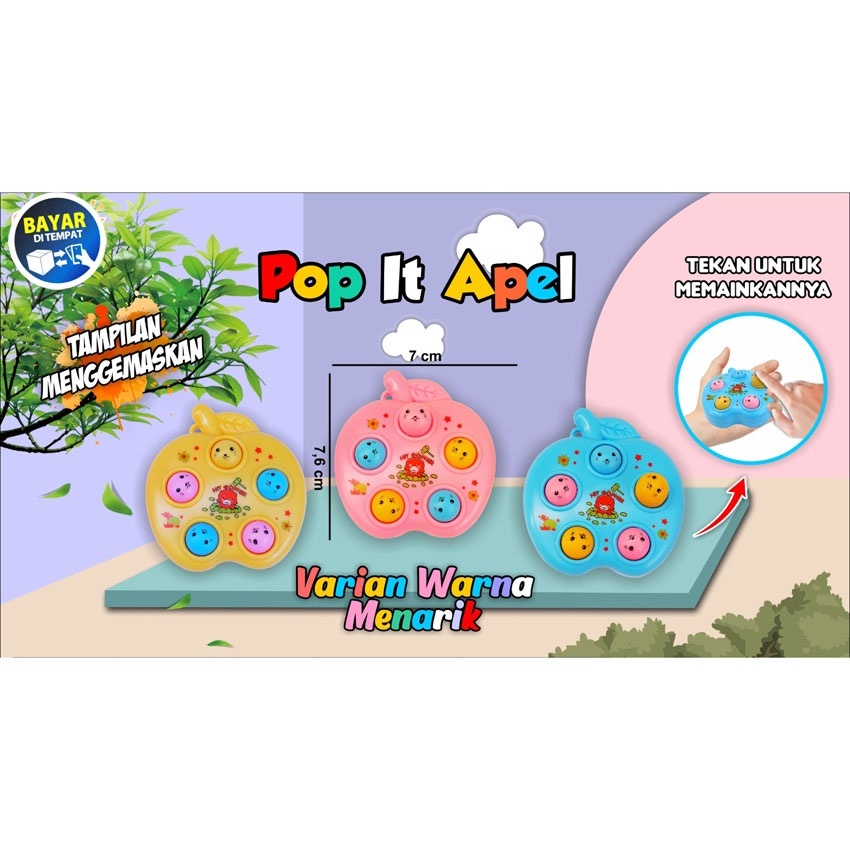 Happy Toys - Mainan Pop it Apel 2007 - Pop It Mini Murah - Pop It karakter