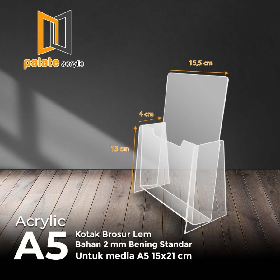 RAK / TEMPAT BROSUR BROCHURE ACRYLIC / AKRILIK BROSUR BOX A5