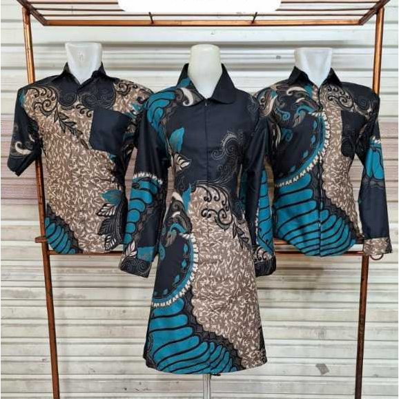 Baju Batik HSN Polimicro | Batik Pria | Batik Wanita | Batik Couple Navy Blue Ocean Gold