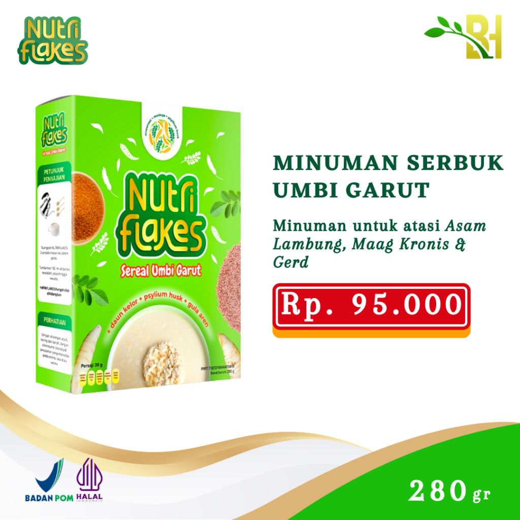 

Nutriflakes Sereal Umbi Garut, Atasi Asam Lambung Naik, Maag Kronis & Gerd, Cod, 1 Box