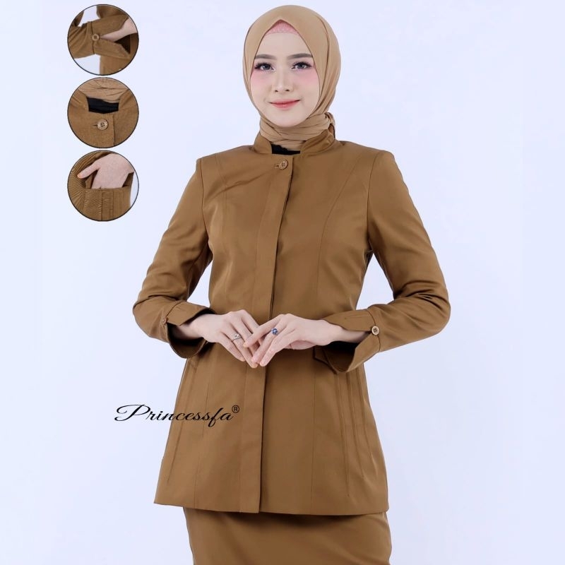 seragam princessfa  seragam ASN kheki tua span  pdh guru coklat tua baju dinas kheki tua rok span