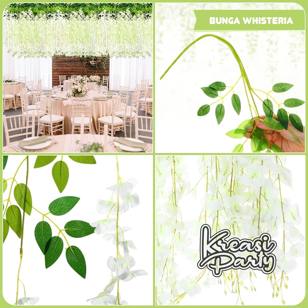 Bunga plastik Wisteria imitasi Artificial / Bunga Artificial Putih / Bunga Palsu Wisteria