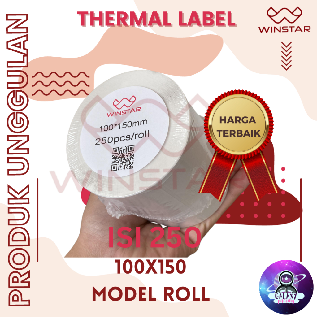 

LABEL STICKER THERMAL 100x150 ISI 250 LEMBAR BARCODE UKURAN A6