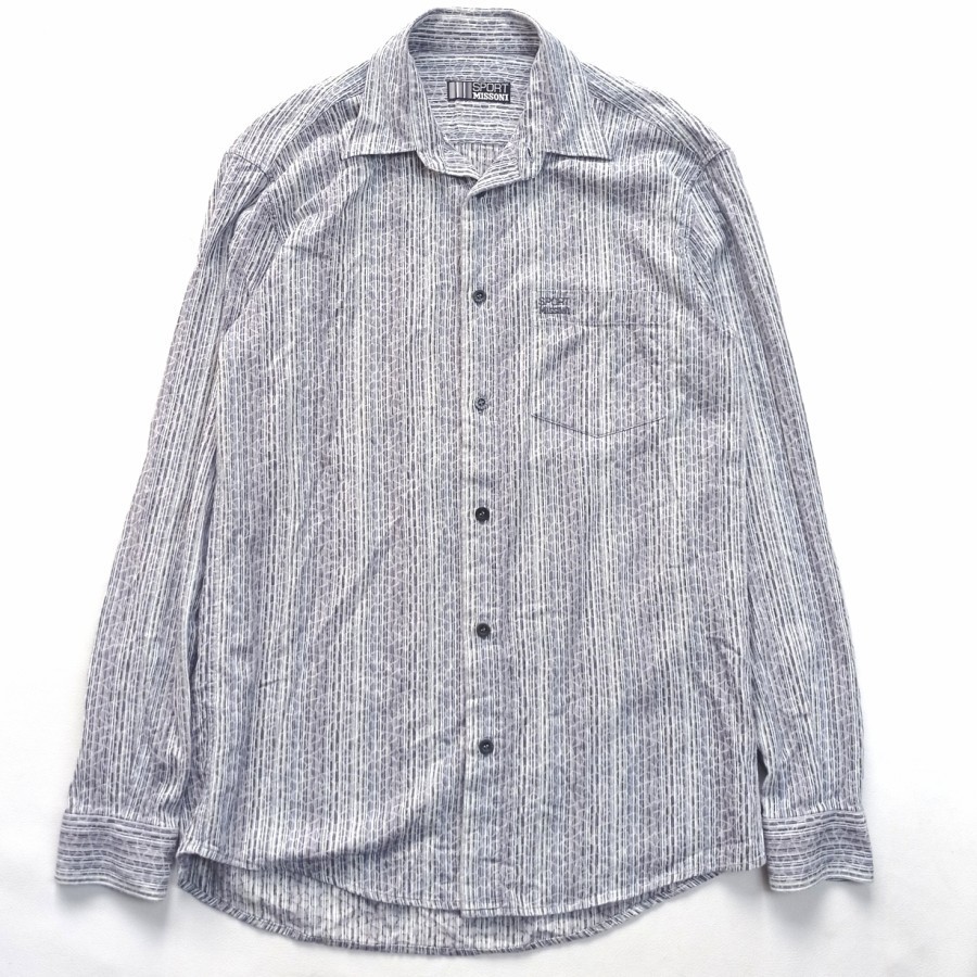 kemeja vintage missoni sport earth tone pattern shirt made in italy