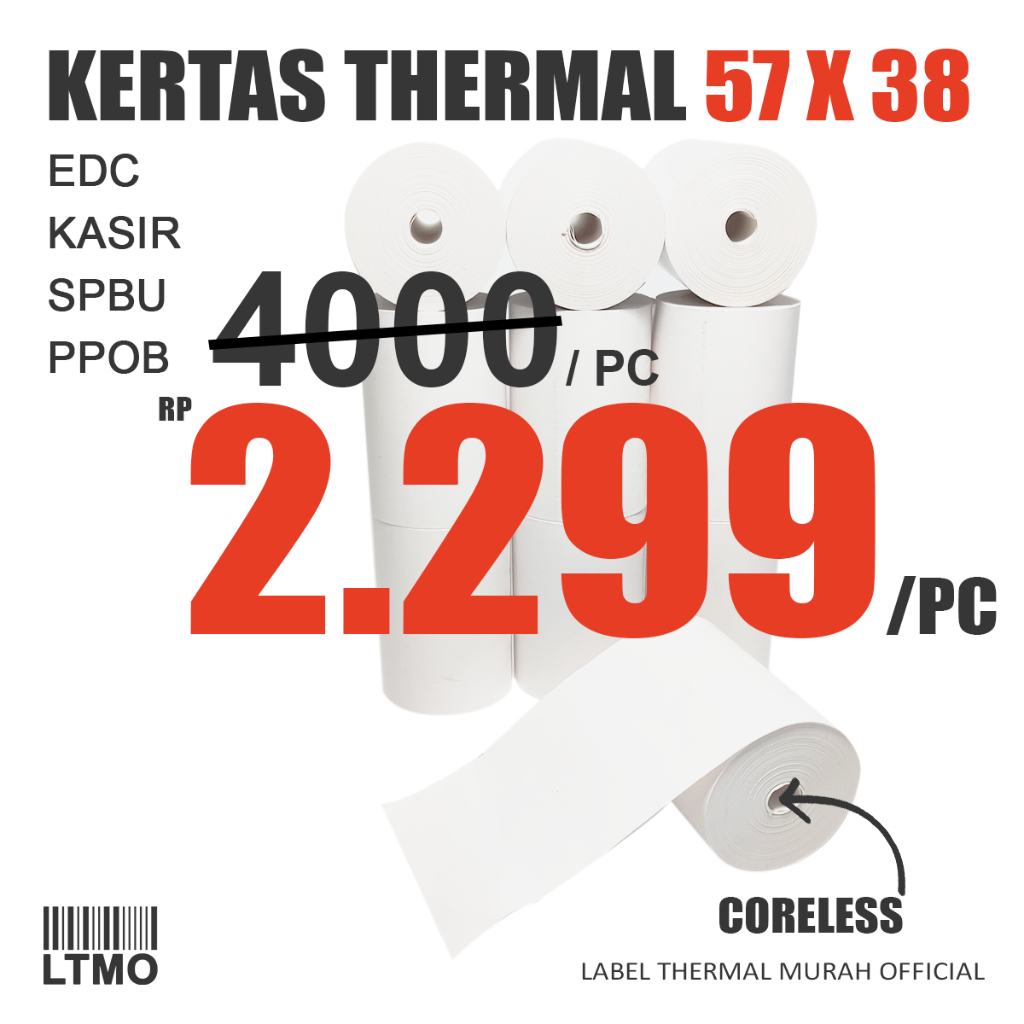 

Kertas Thermal MURAH Kasir Struk PPOB 57x38 57 x 38