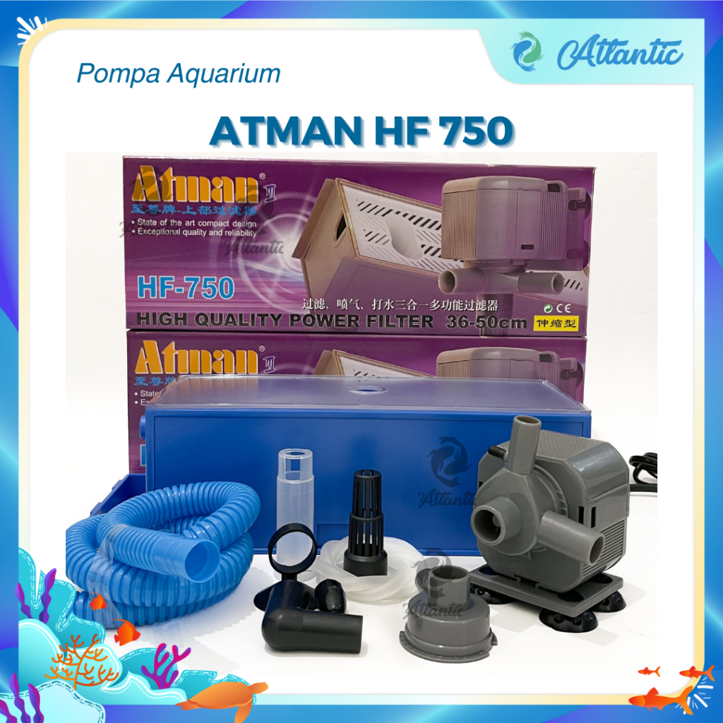 Atman HF-750 Top Filter Box Set Mesin Pompa Filter Atas Lengkap