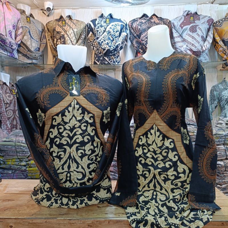 Batik Couple Premium Puring Hero Tunik Sleting Depan Lengan Panjang