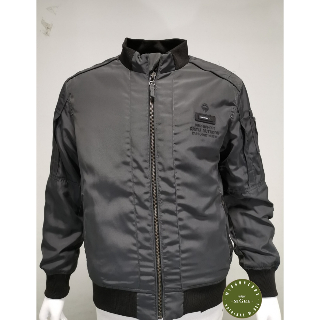 Jaket Original MGEE - Jaket Bomber Original MGEE Colin 008 Dark Grey dan Brown