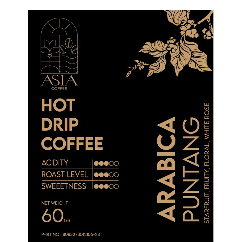 

Asia Coffee Drip Bag/filter - 100% Specialty Arabica Puntang Coffee - Package 5 pcs