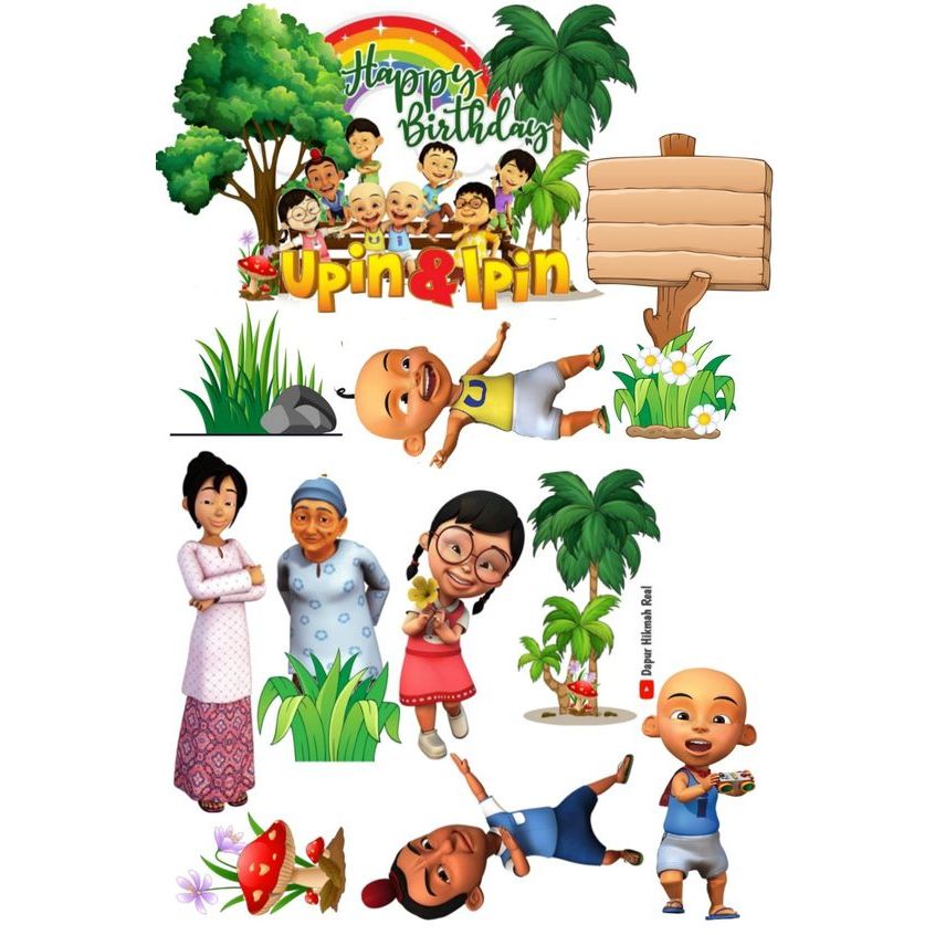 Upin Ipin Topper Cake Happy Birthday Bisa Request Nama dan umur/Topper Upin Ipin Hiasan kue /Topper 