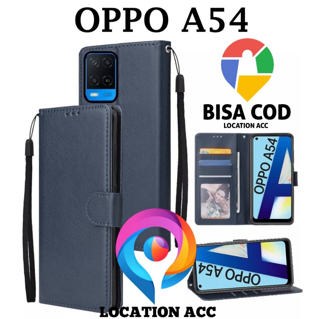 OPPO A54 FLIP LEATHER CASE PREMIUM-FLIP WALLET CASE KULIT UNTUK OPPO A54 - CASING DOMPET-FLIP COVER 