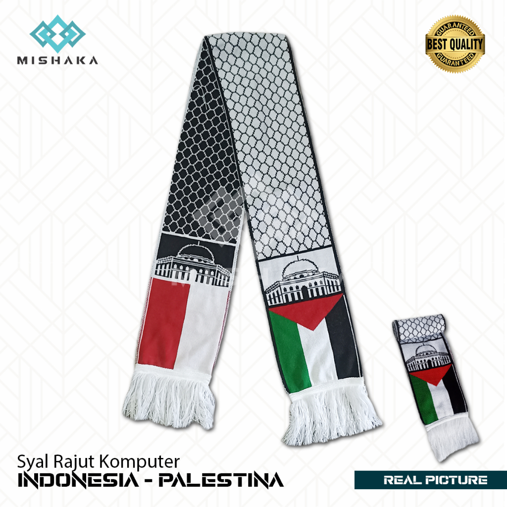 Syal Rajut Palestina - Syal Rajut Komputer Motif Indonesia Palestina
