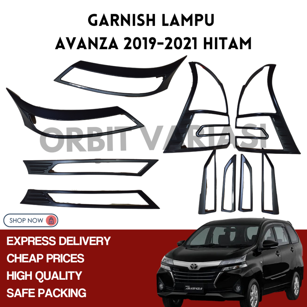GARNISH LAMPU DEPAN BELAKANG AVANZA 2019-2021 HITAM