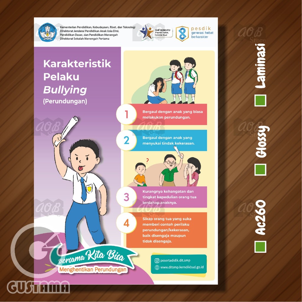 

Poster Karakteristik Pelaku Bullying, Poster Edukasi Kemdikbud Laminasi A3