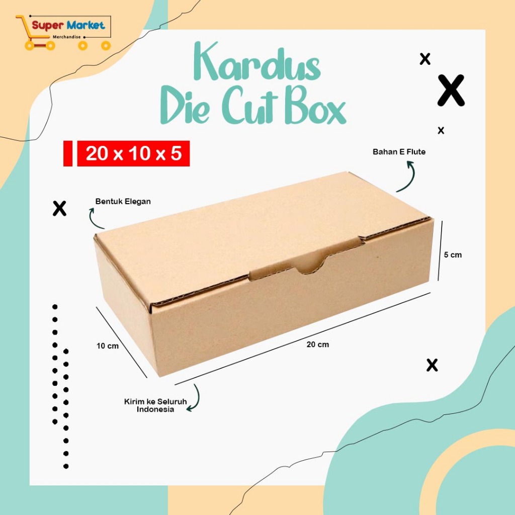 

BOX KARDUS 20X10X5 / DIE CUT KOTAK BUNGKUS PACKING SOUVENIR / BOX DUS KOTAK KADO HAMPERS POLOS / KARTON CORRUGATED