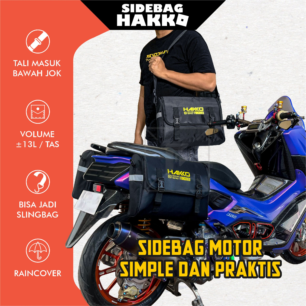 Tas Motor Touring Sidebag Slingbag Hakko Medium Waterproof FUNCOVER Jok Samping Ekonomis Murah