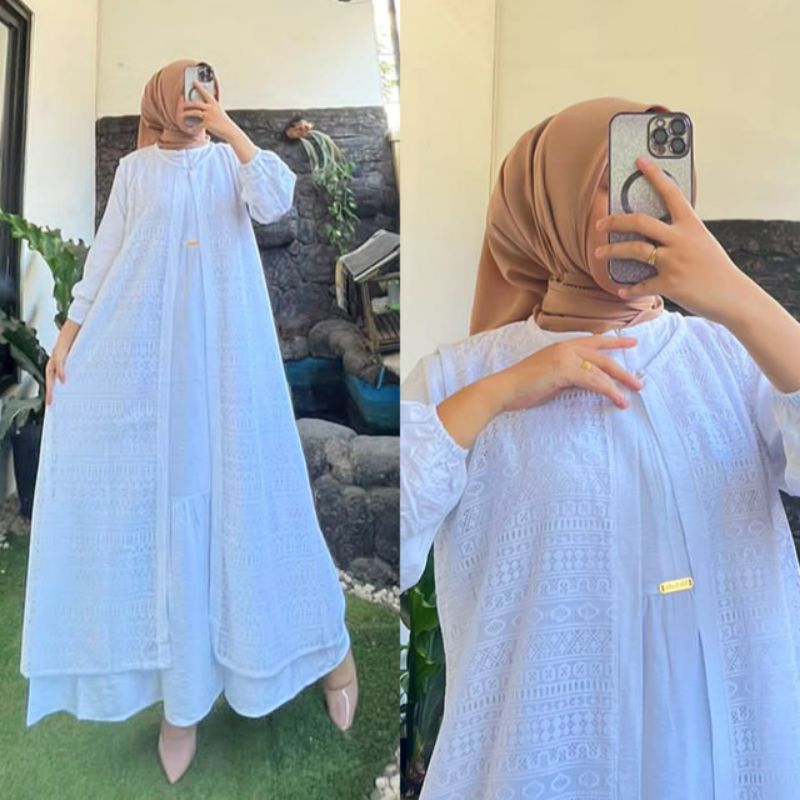 GAMIS KOMBINASI BROKAT TERLARIS | GAMIS PESTA MEWAH