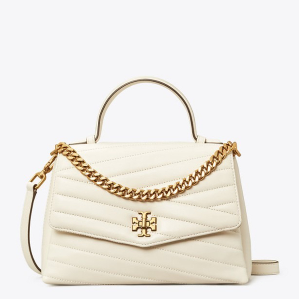 Tas TORY BURCH KIRA CHEVRON Top Handle Satchel Bag Putih