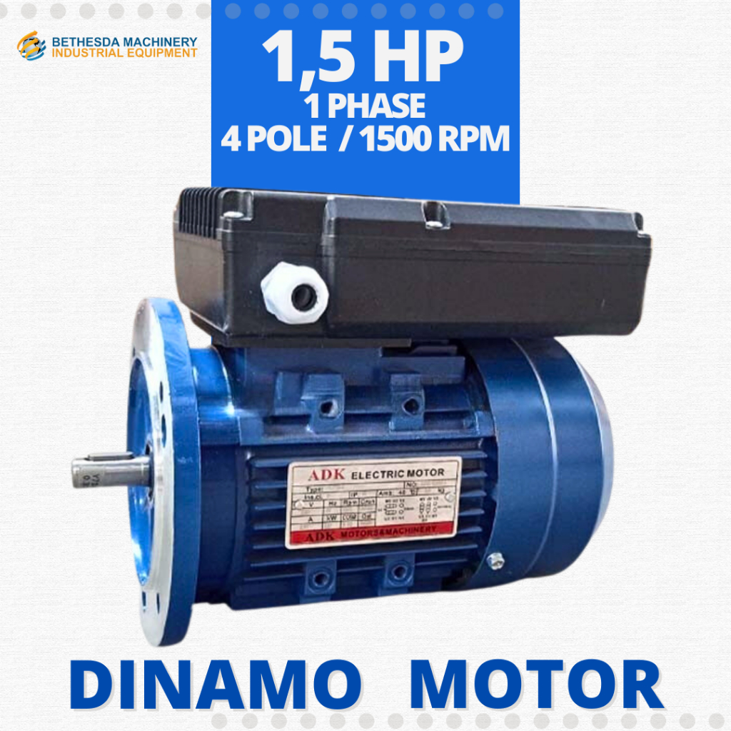 Dinamo Motor 1.5 HP 1 Phase 1500Rpm Electro Motor 1,5HP Flange