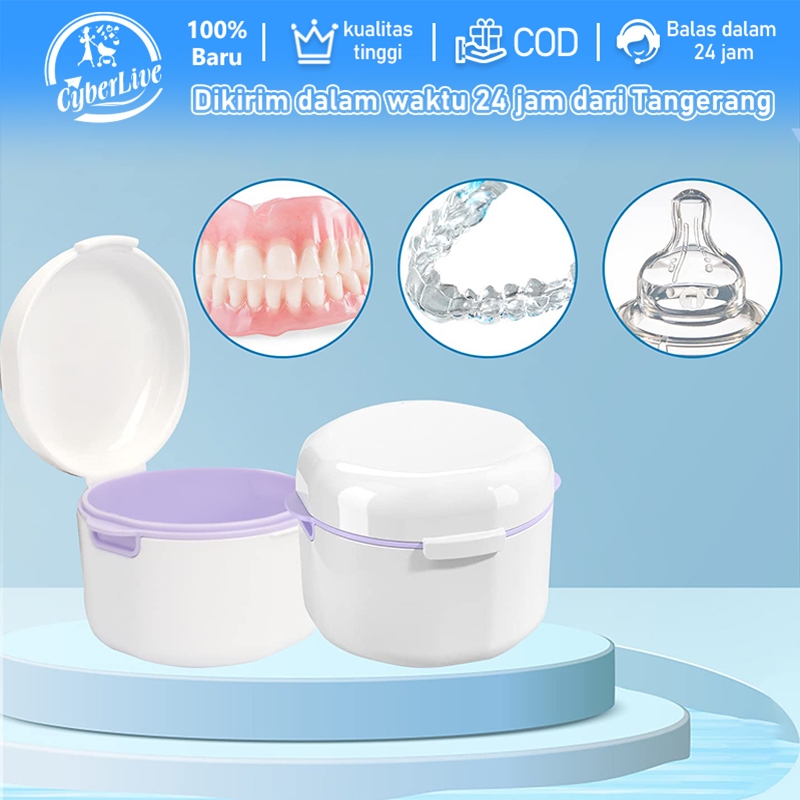 Denture Box Tempat Gigi Palsu Behel Ortho Orthodontic Kotak Retainer Travel Box Mouthguard Case