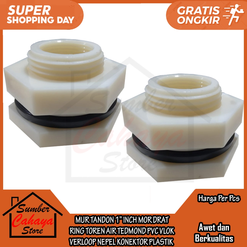 Tedmond Mur Tandon 1 Inch Mor Drat Ring Toren Air Pvc Verloop Vlok Derat Nepel Konektor Plastik Pela