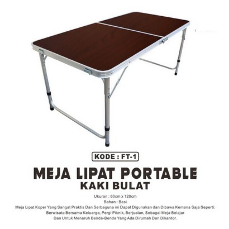 Meja lipat portable kaki bulat ready 3 warna | Meja Lipat Koper Portable Alumunium dan HPL