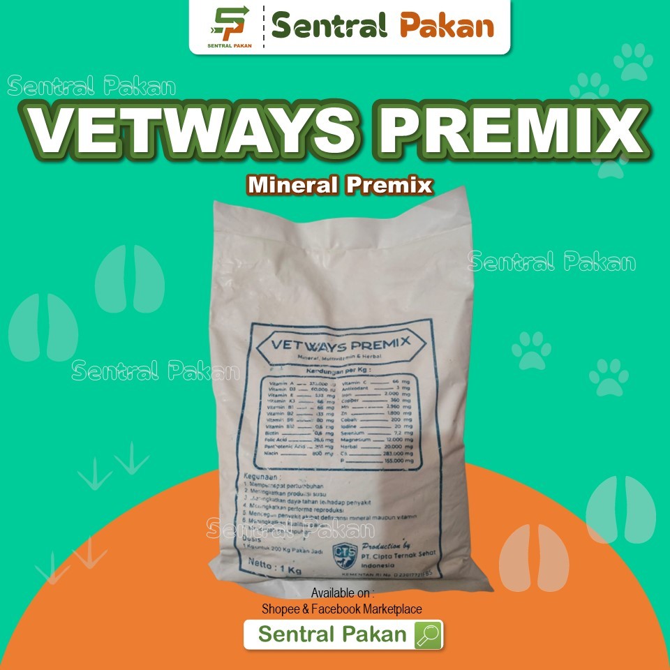 VETWAYS PREMIX 1KG - MINERAL PREMIX KHUSUS UNTUK HEWAN