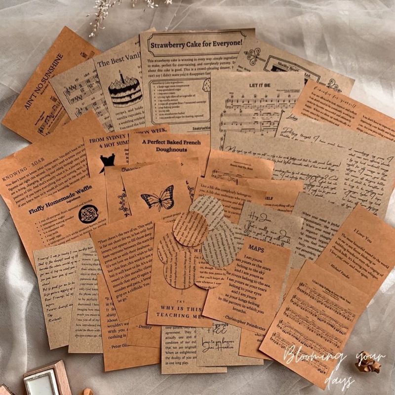

khalishop - 40pcs brown deco kit material paper deco, material jurnal, material scrapbook, material kertas coklat, material scrapbook murah, material scrapbook premium, deco paper, paper deco