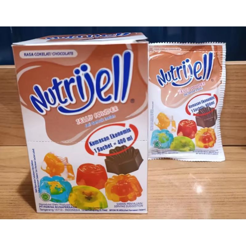 

nutrijell coklat 1box isi 12shaset 1shaset berat 20gram