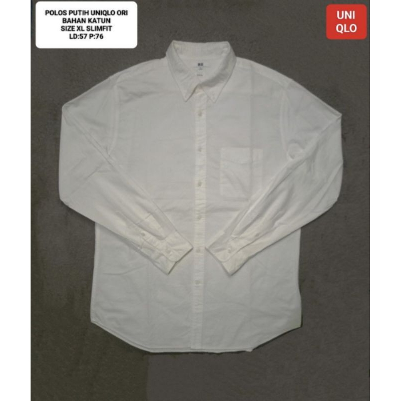 KEMEJA PUTIH UNIQLO ORI SIZE XL SLIMFIT BAHAN KATUN