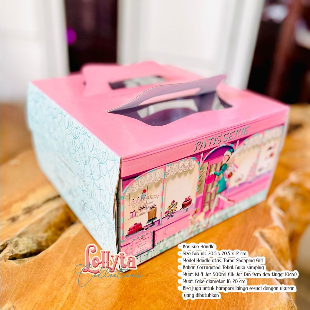 

Box Kue Handle uk. 20,5 x 20,5 x 12 cm Tema Shopping Girl